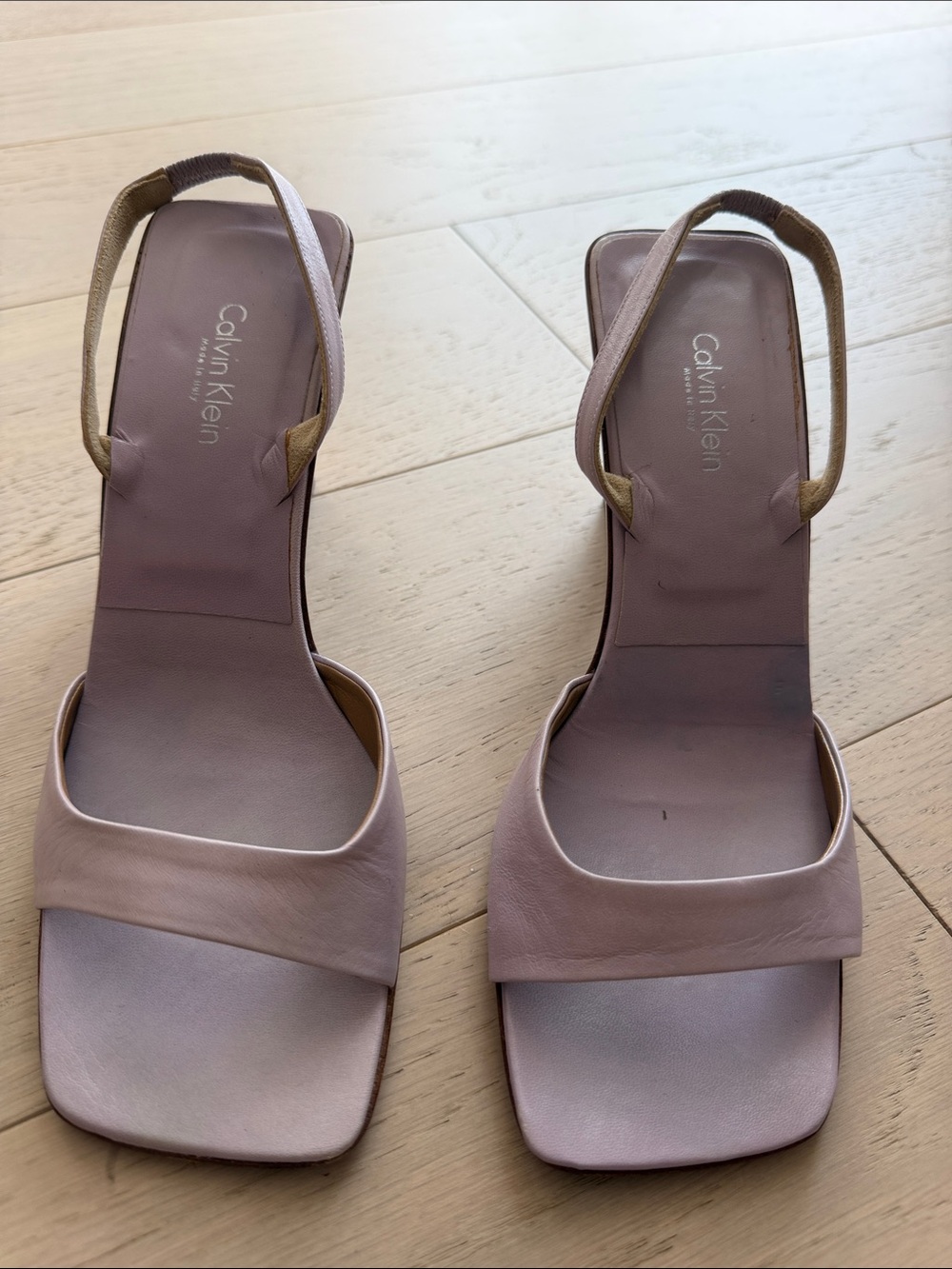 Calvin Klein Womens Dusty Pinkish purple Square-Toe Slingback Sandals